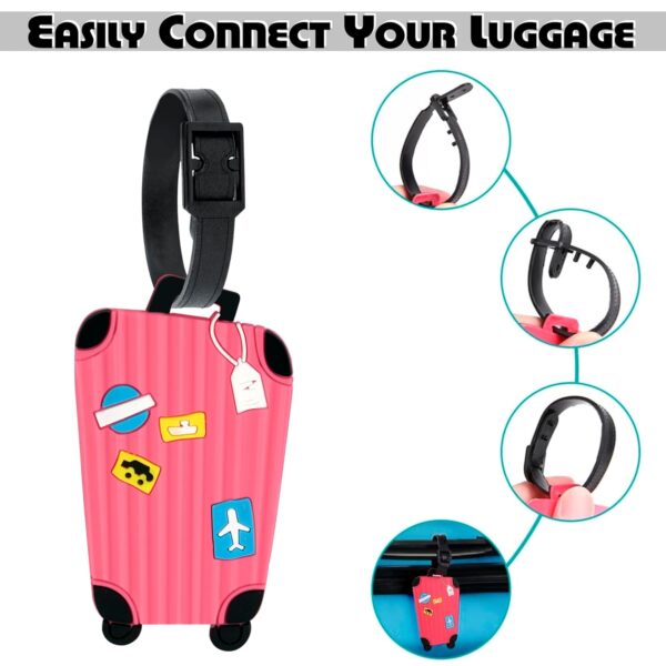 Storite Pack of 5 Luggage Tags, with Silicon Strap Travel Bag Tags for Easily Identification of Bags (Multicolour) - Image 5