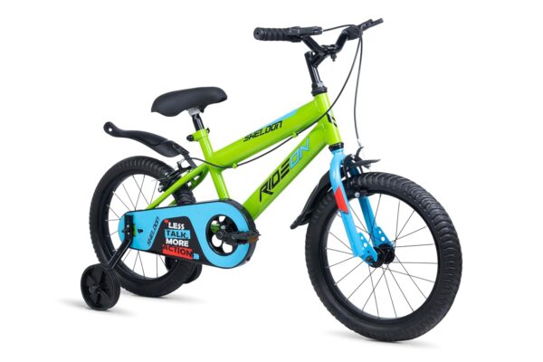 SHELDON Cycle for Kids Ride 16T with Training Wheels Single Speed Bike with Front Suspension & V-Brake Bicycle for Boy/Girls, 4 to 7 Years (Green)