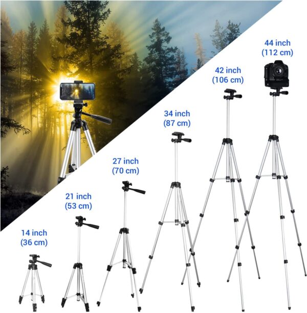 Dyazo Height and Angle Adjustable Tripod Stand Holder for Mobile Phones & Camera, Aluminum Travel Tripod for Smart Phones/Android/iPhone Minimum Height 13" to Maximum 42 inch - Image 3
