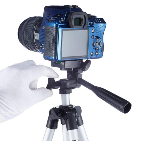 Tripod Combo with Shutter Button and Collar mic, Professional Lightweight Camera Stand with Adjustable Height and 3-Way Pan/Tilt Head - Image 4