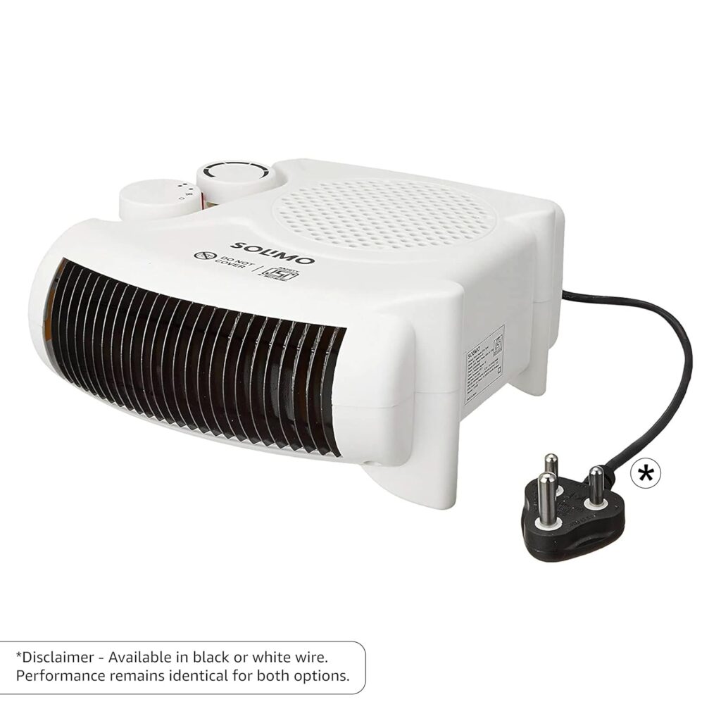 Amazon Brand – Solimo 2000/1000 Watts Room Heater with Adjustable Thermostat (ISI certified, White colour, Ideal for small to medium room/area)