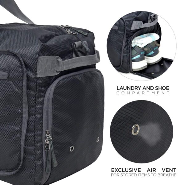 FATMUG Polyester Foldable Duffle Travel Bag Luggage For Travel, Packing & Storage - Men & Women - (60 L, Black, 28 Cm) - Image 7