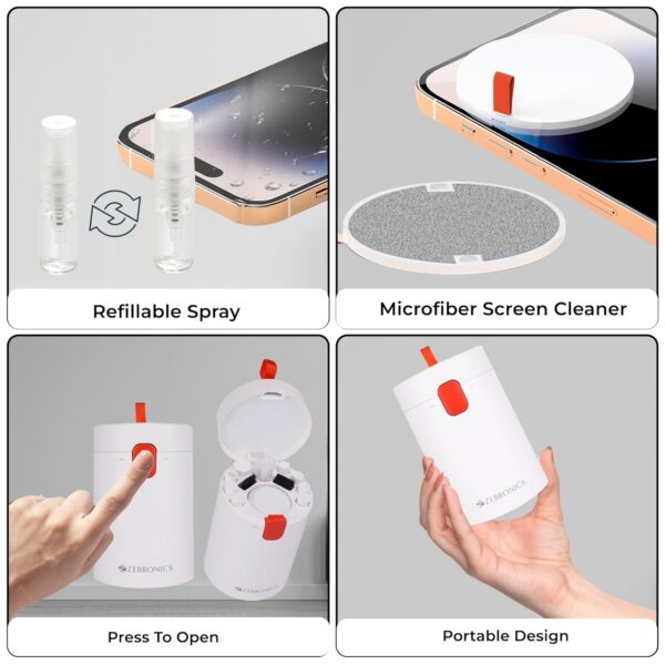 Zebronics CK200, 20 in 1 Cleaning kit, for Smartphones, Laptops, Camera, Desktop, Earbuds, Display, Multipurpose Device Cleaner, Microfibre, Spray Cleaner (White) - Image 10