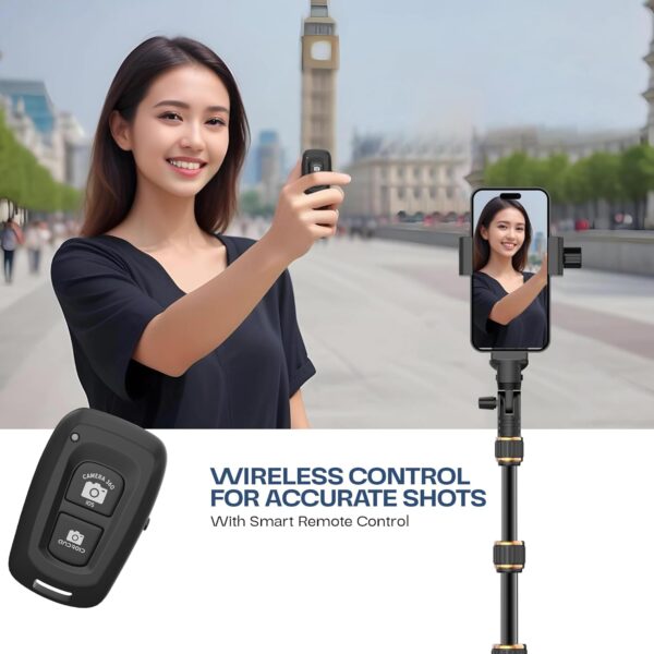 Tygot X-1 PRO 78-Inches (200cm) Aluminium Tripod with Bluetooth Remote, Mobile Holder, Phone Stand for Ring Light, GoPro & Camera, Light Stand for Video Recording, Shooting, Streaming, Reels, YouTube - Image 7