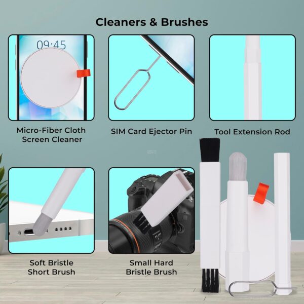 Zebronics CK200, 20 in 1 Cleaning kit, for Smartphones, Laptops, Camera, Desktop, Earbuds, Display, Multipurpose Device Cleaner, Microfibre, Spray Cleaner (White) - Image 5