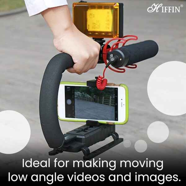 HIFFIN Universal Stabilizer C-Shape Bracket Low Position Shooting System Camera Rig Support Bracket Video Handheld Grip Professional Vlogging Fit for DSLR Cameras - Image 4