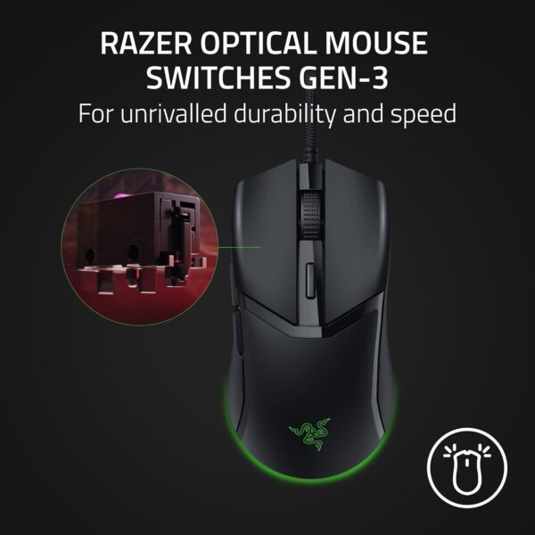 Razer Cobra Wired Gaming Mouse: 58g Lightweight Design - Gen-3 Optical Switches - Chroma RGB Lighting with Underglow - Precise 8500 DPI Optical Sensor - 1 - Speedflex Cable - Black-RZ01-04650100-R3M1 - Image 5