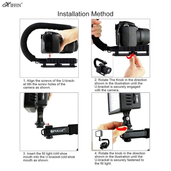 HIFFIN Universal Stabilizer C-Shape Bracket Low Position Shooting System Camera Rig Support Bracket Video Handheld Grip Professional Vlogging Fit for DSLR Cameras - Image 9