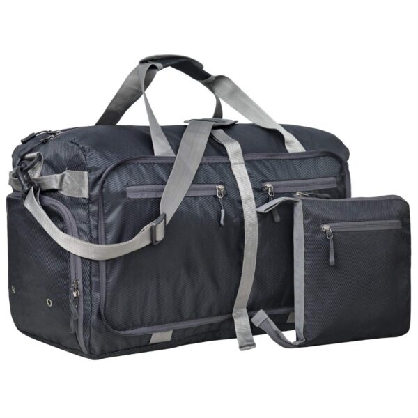 FATMUG Polyester Foldable Duffle Travel Bag Luggage For Travel, Packing & Storage - Men & Women - (60 L, Black, 28 Cm) - Image 2