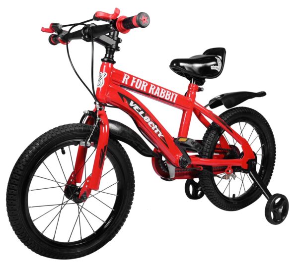R for Rabbit Tiny Toes Velocity Bicycle For Unisex Kids For 4,5,6 & 7 Years 16T Inch Cycle |90% Installed Red, Rigid