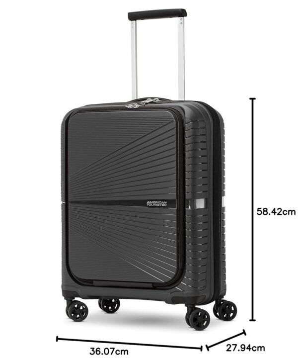 American Tourister Acrylonitrile Butadiene Styrene Airconic Hardside Expandable Carry-On Luggage With Spinner Wheels, Graphite, Carry-On 21 Inch, H-58.4 Centimeters - Image 9