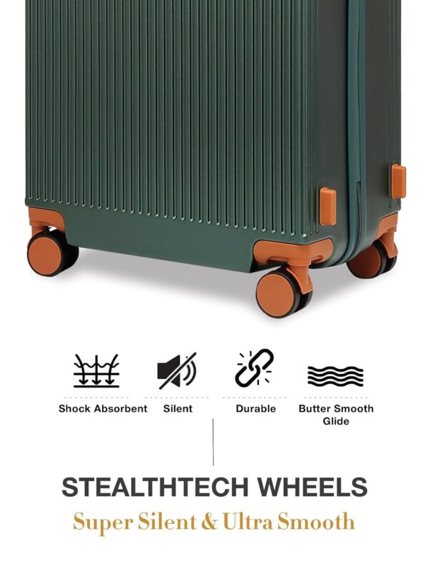 FUR JADEN The Aviator German Polycarbonate Travel Luggage Cabin Suitcase with 8 StealthTech Silent Shock Absorbing Wheels, TSA Lock & Aerospace Grade Wide Trolley (Forest Green, Cabin 20" (55CM)) - Image 5