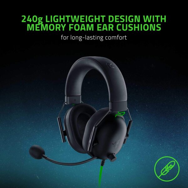 Razer BlackShark V2 X USB Wired Esports Gaming Headset: 7.1 Surround Sound - 50mm Drivers - 240g Lightweight Build - Noise Cancelling Mic - Hybrid Memory Foam Cushions - Black-RZ04-04570100-R3M1 - Image 6