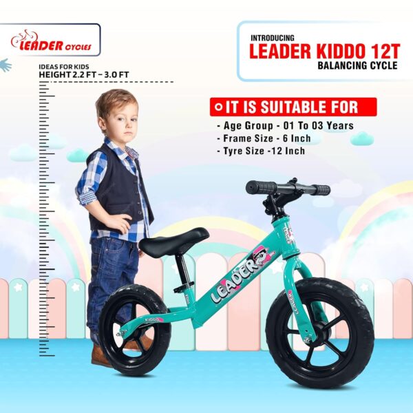 Leader Kiddo Kids Lightweight Pedal Free Kids Cycle for Girls and Boys of Ages 1 to 4 Years | Adjustable Seat | 98% Assembled | Early Learning Bike | Sea Green - Image 7