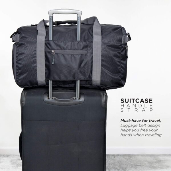 FATMUG Polyester Foldable Duffle Travel Bag Luggage For Travel, Packing & Storage - Men & Women - (60 L, Black, 28 Cm) - Image 6