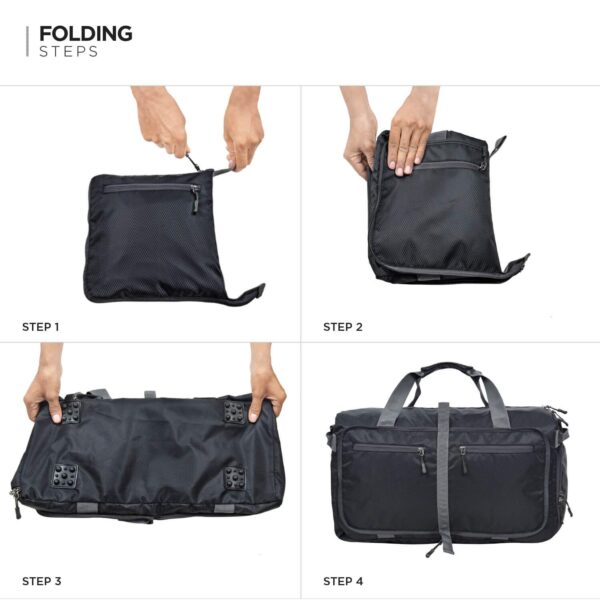 FATMUG Polyester Foldable Duffle Travel Bag Luggage For Travel, Packing & Storage - Men & Women - (60 L, Black, 28 Cm) - Image 4