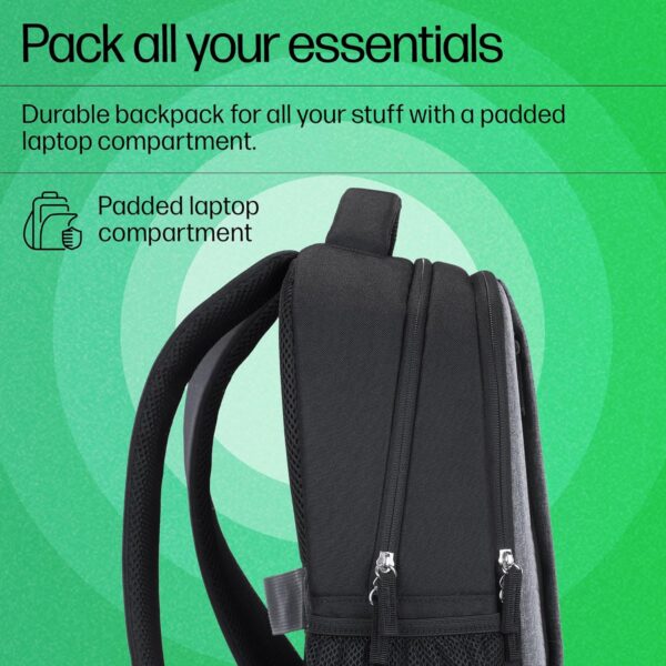 HP 330 15.6-inch Laptop Backpack/Trolley Pass-Through; Padded Back Panel; Padded air mesh Panel/Hand wash and air Dry/1 Year Limited Warranty (793A7AA) - Image 4