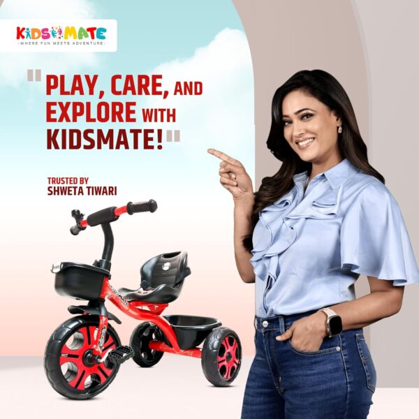 Kidsmate Ninja Plug N Play Durable Kids/Baby Tricycle, Storage Basket, Cushion Seat and Seat Belt for 12 Months to 48 Months Boys/Girls/Carrying Capacity Upto 30 Kgs (Red) - Image 2