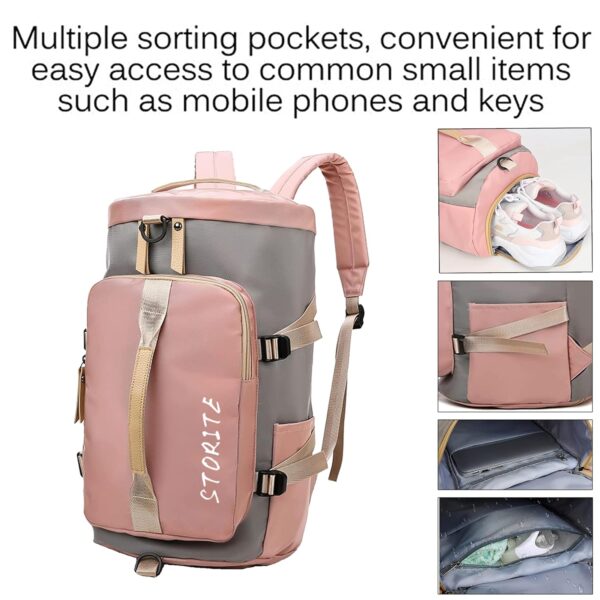 Storite Nylon 25 Cms Small Imported Lightweight Waterproof Duffle Bag, Rucksack Travel Bag For Women With Separate Wet Pocket & Shoes Compartment, Backpack Carry Luggage Bag - Image 6