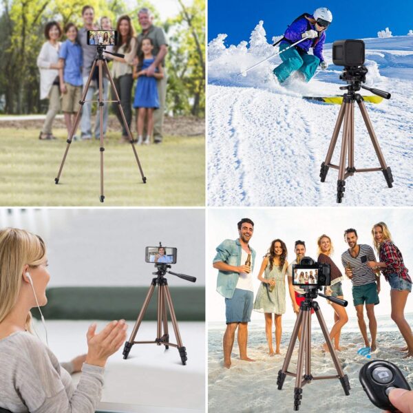 Syvo WT 3130 Aluminum Tripod (133CM), Universal Lightweight Tripod with Mobile Phone Holder Mount & Carry Bag for All Smart Phones, Gopro, Cameras - Image 8
