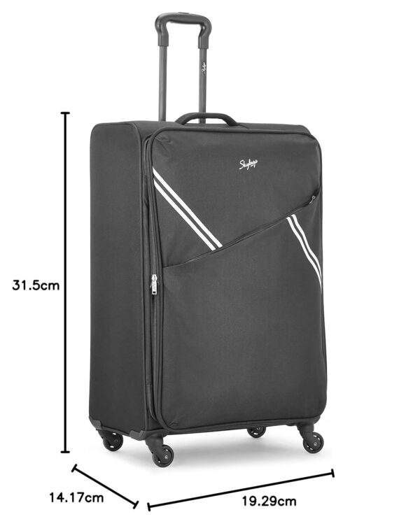 Skybags Trick Polyester Softsided 80 Cm Cabin Stylish Luggage Speed_Wheel Trolley with 4 Wheels|Black Trolley Bag - Unisex - Image 8