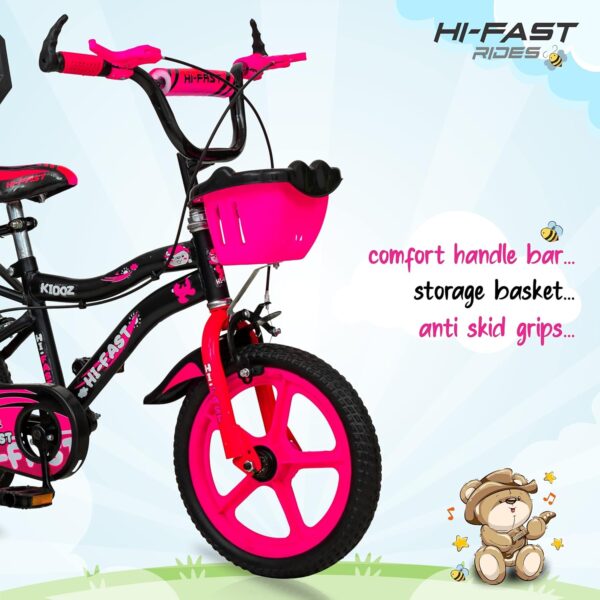 HI-FAST Kidoz Fun and Easy-Ride 14 Inch Cycles for Kids Ages 2-5 Years with Training Wheels and 95% Assembled - Image 5