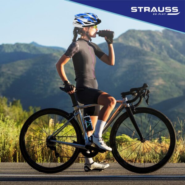 Strauss Adjustable Cycling & Skating Helmet with Detachable Visor | Light Weight with Superior Ventilation | Adjustable Strap with Comfortable Chin Padding | Ideal for Men, Women & Kids (White/Blue) - Image 6