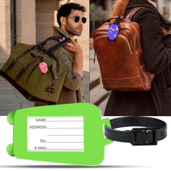 Storite Pack of 5 Luggage Tags, with Silicon Strap Travel Bag Tags for Easily Identification of Bags (Multicolour) - Image 8