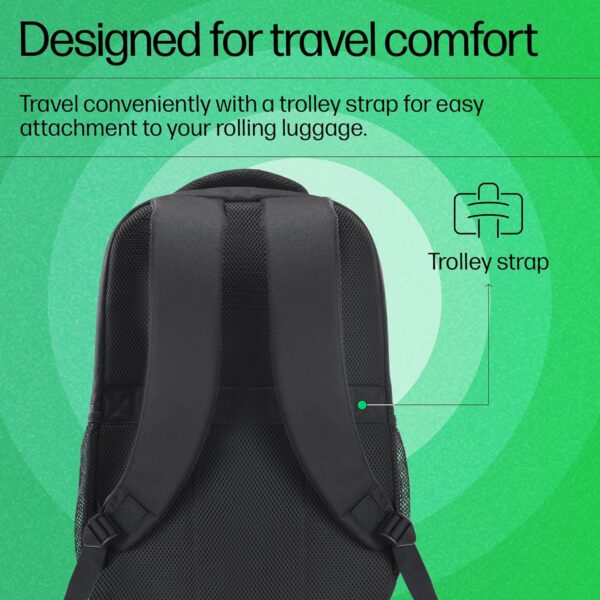 HP 330 15.6-inch Laptop Backpack/Trolley Pass-Through; Padded Back Panel; Padded air mesh Panel/Hand wash and air Dry/1 Year Limited Warranty (793A7AA) - Image 6