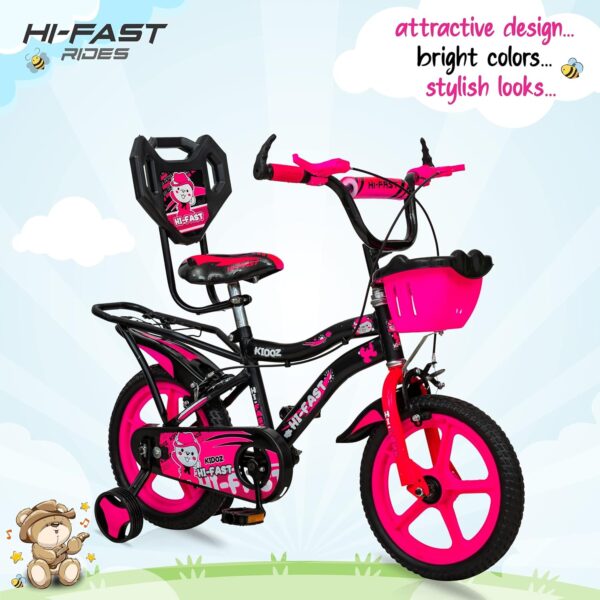 HI-FAST Kidoz Fun and Easy-Ride 14 Inch Cycles for Kids Ages 2-5 Years with Training Wheels and 95% Assembled - Image 3
