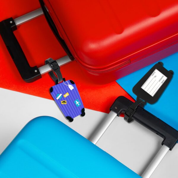 Storite Pack of 5 Luggage Tags, with Silicon Strap Travel Bag Tags for Easily Identification of Bags (Multicolour) - Image 7