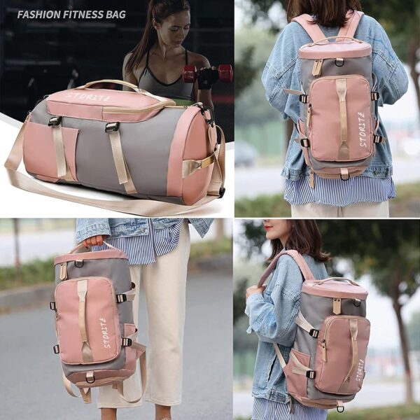 Storite Nylon 25 Cms Small Imported Lightweight Waterproof Duffle Bag, Rucksack Travel Bag For Women With Separate Wet Pocket & Shoes Compartment, Backpack Carry Luggage Bag - Image 7