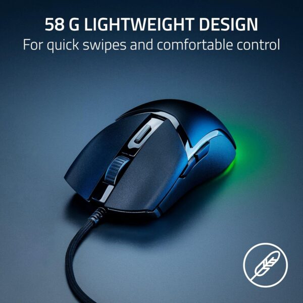 Razer Cobra Wired Gaming Mouse: 58g Lightweight Design - Gen-3 Optical Switches - Chroma RGB Lighting with Underglow - Precise 8500 DPI Optical Sensor - 1 - Speedflex Cable - Black-RZ01-04650100-R3M1 - Image 3