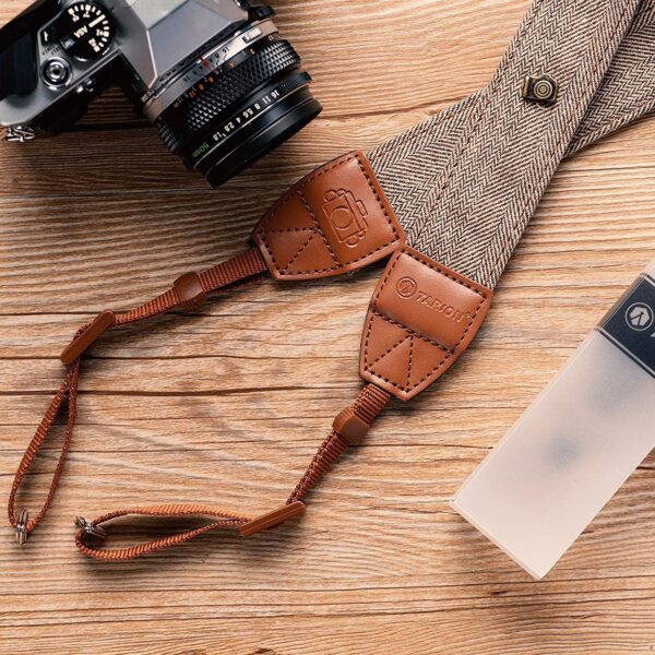 RKPM HOMES Camera Strap Sling belt | Adjustable Shoulder Neck Vintage | for All DSLR Camera Nikon Canon Sony Pentax | Cotton Leather finish Hooks Safety cross-body women Men – Brown - Image 7