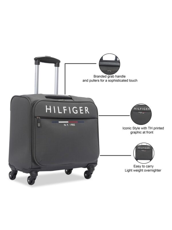 Tommy Hilfiger Polyester Carolina Unisex Overnighter Spinner Soft 4 Wheels Trolley Bag - Grey, 45 Cm Cabin Suitcase - Image 3