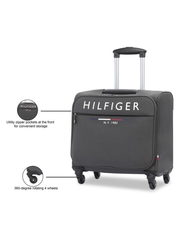 Tommy Hilfiger Polyester Carolina Unisex Overnighter Spinner Soft 4 Wheels Trolley Bag - Grey, 45 Cm Cabin Suitcase - Image 4