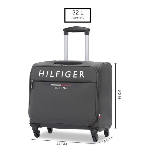 Tommy Hilfiger Polyester Carolina Unisex Overnighter Spinner Soft 4 Wheels Trolley Bag - Grey, 45 Cm Cabin Suitcase - Image 5