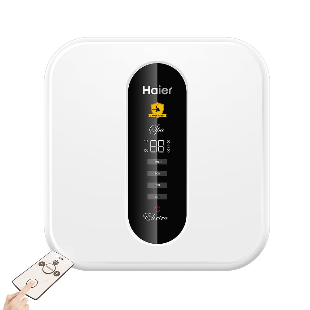 Haier SD 15 Litre Storage Water Heater (Geyser) with Pipe Free Installation, LED Display, Shock Proof, Glasslined Tank, 8 Safety Levels, ABS Body, IPX4, 5 Star Rated, Suitable High Rise Buildings