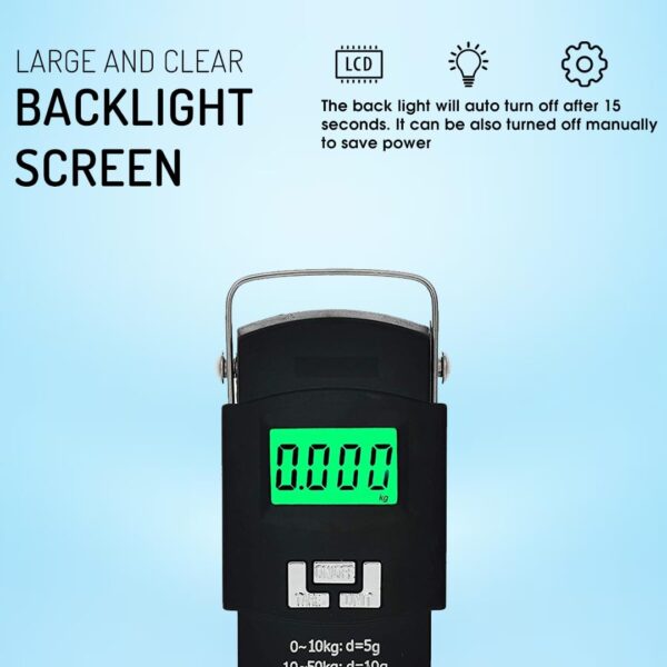 Aliston Electronic Portable Fishing Hook Type Digital LED Screen Luggage Weighing Scale, 50 kg/110 Lb (Black) - Image 3
