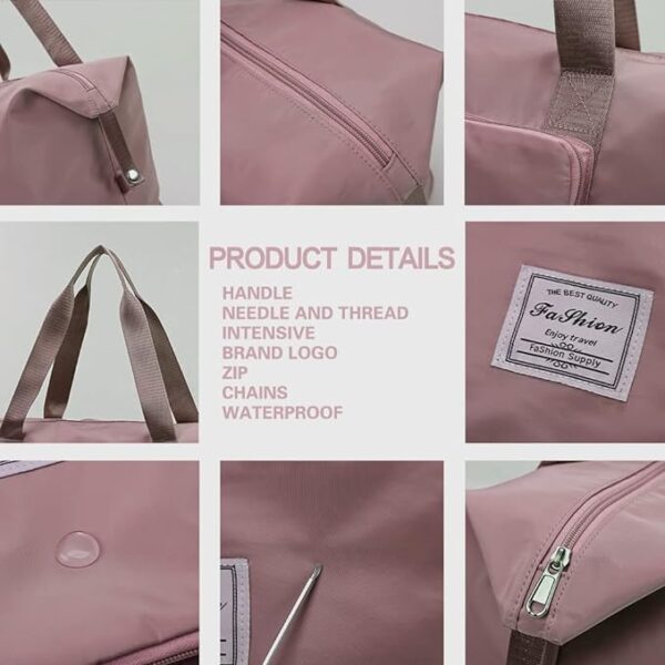 Wazdorf 41 Liter Expandable Travel Bags for Women, Duffle Bags for Women Luggage, Foldable Vanity Traveling Bag, Waterproof Hand Bag for Ladies Personal Items - Image 4