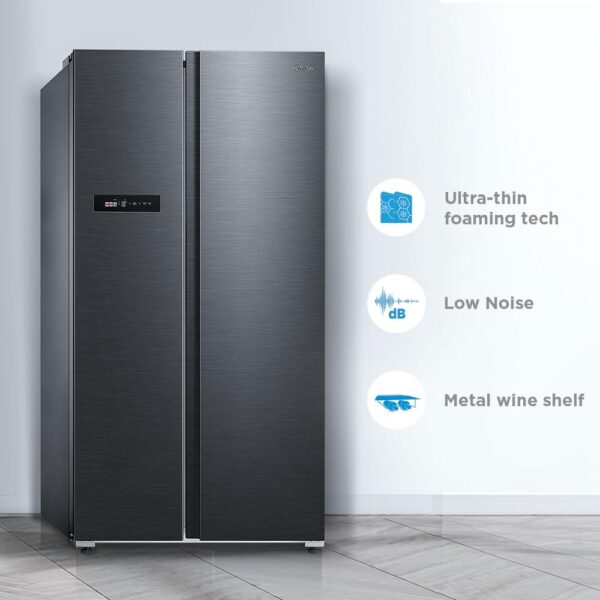 Midea 592 L Side By Side, Wi-Fi Double Door Refrigerator Voice Assistant, App Control, Inverter, (MDRS791MIF28IND Jazz Black) - Image 3