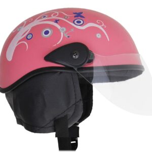 Western Era Stylish Lovable Half Face Helmet for Kids || Baby Safety and Comfort || (3-12 Years) (Pink Glossy) (Blue Sticker) (Non-Motorized)