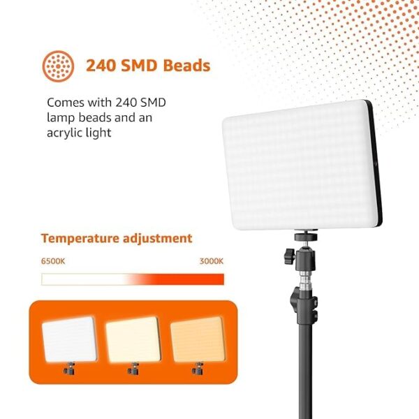 (Refurbished) AB-SJS-PLWT-01 LED Soft Light Panel | Studio Photography and Video Recording | 3000K - 6500K | Remote Control | 7ft Tripod Stand- Black - Image 3