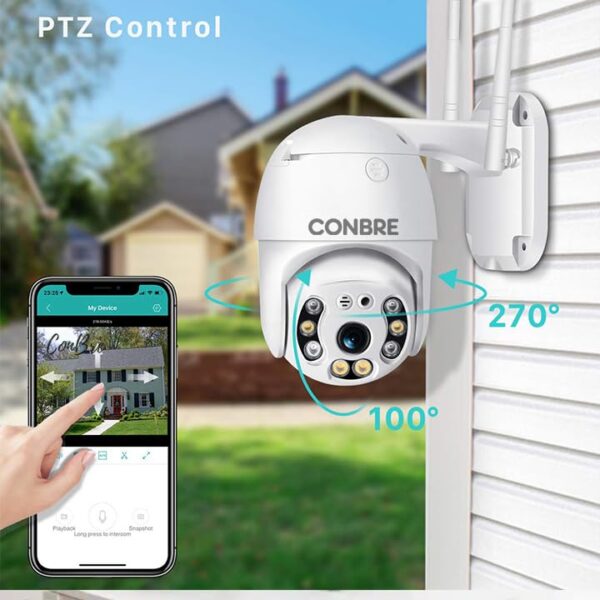 Conbre UltraXR 2MP Outdoor Smart WiFi Wireless IP CCTV Security Camera | Colored Night Vision | 2-Way Audio | Motion Track | Cruise Mode | Support 128 GB Micro SD Card Slot - Image 3