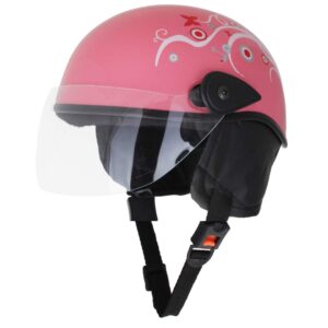 Sage Square Adjustable Kids Safety and Comfort Helmet with Sticker (3-12 Yearsmotorcycling, Pink Glossy Design1)