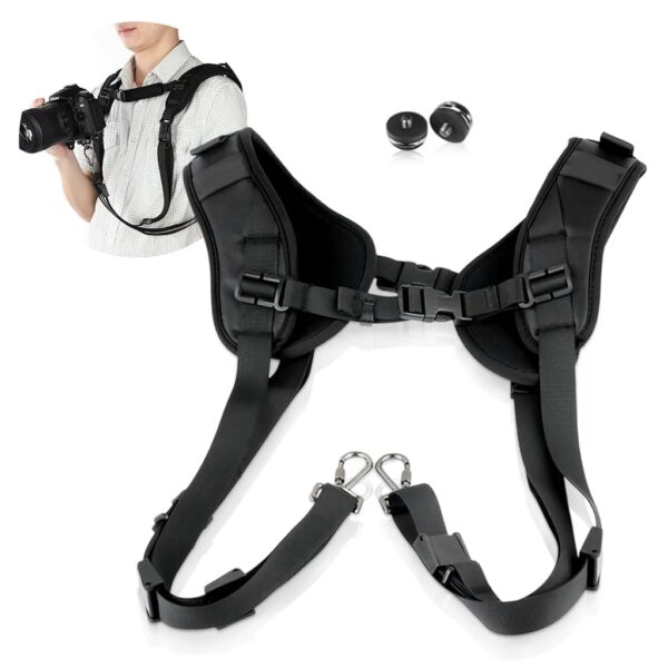 ZORBES® Camera Strap, DSLR Camera Harness Strap Dual Camera Shoulder Strap Breathable Shoulder Camera Carrier Strap Quick Release Universal Sling Camera Belt Multi-Camera Gear for DSLR/SLR Classic Tan - Image 2