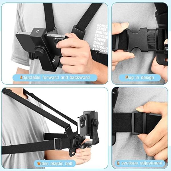 Sounce Mobile Phone Chest Strap Mount GoPro Chest Harness Holder for VLOG/POV Compatible with All Cell Phones and GoPro Hero 9, 8, 7, 6, 5,OSMO Action, AKASO and Other Action Camera - Image 8