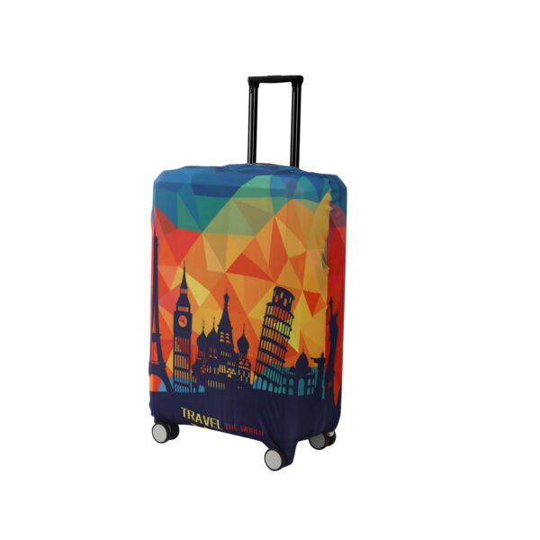 HOKIPO 180gsm Durable and Washable Suitcase Covers for Trolley Suitcase, Small (18-19inch), Multicolor Across Globe (NEW-5183-D9) - Image 2