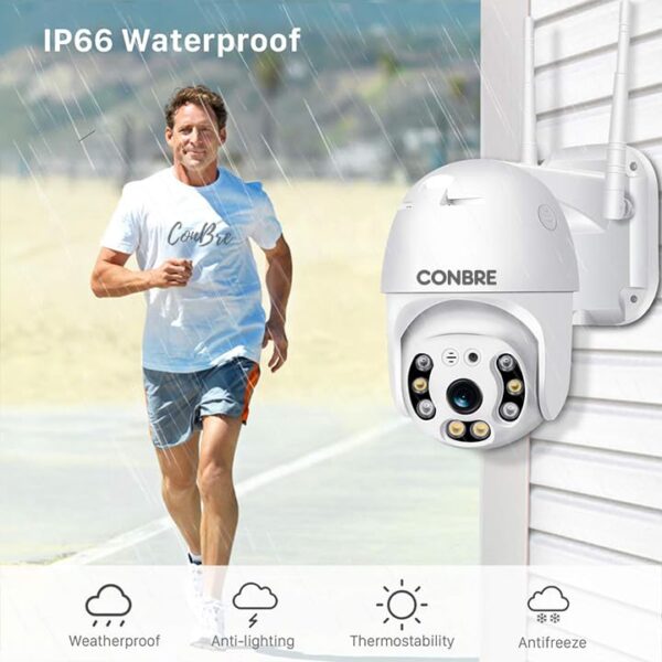 Conbre UltraXR 2MP Outdoor Smart WiFi Wireless IP CCTV Security Camera | Colored Night Vision | 2-Way Audio | Motion Track | Cruise Mode | Support 128 GB Micro SD Card Slot - Image 6