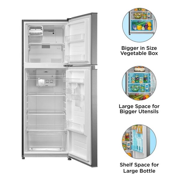 Midea 233 L 2 Star Frost Free Convertible, Real Inverter Double Door Refrigerator (MDRT359FGI50, Crystal Silver, 2023 Model) - Image 3